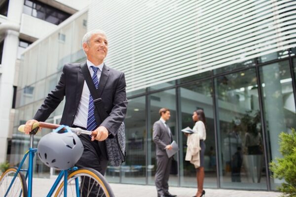 Man Rides Bike to Support Sustainability Efforts